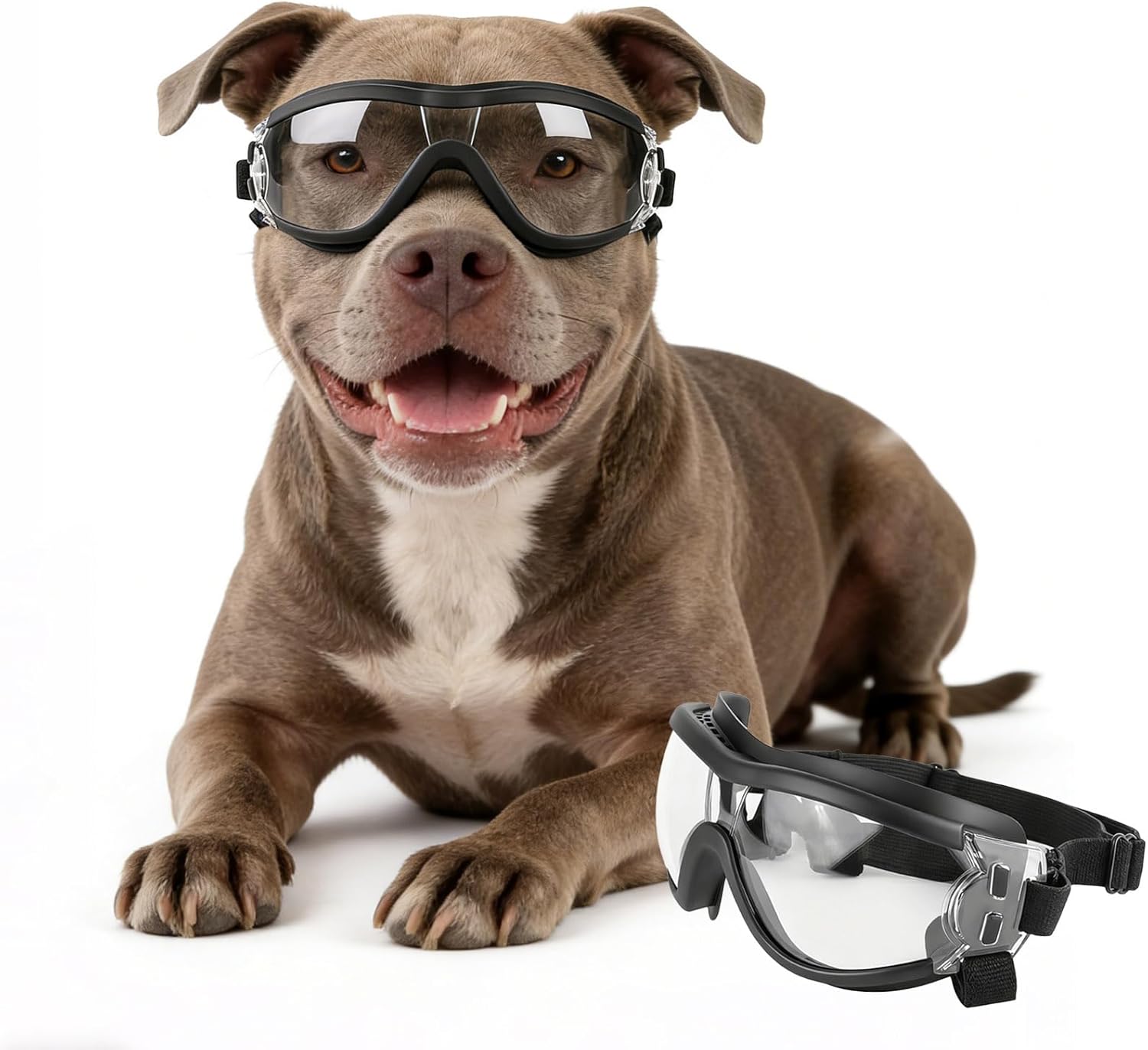 Pet Supplies Hours - Regulowane okulary dla psów, przezroczyste, wiatroodporne,